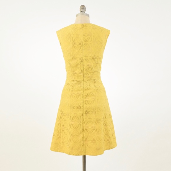 ❌SOLD❌J.Crew Yellow Jacquard Fit & Flare Dress - Picture 7 of 8